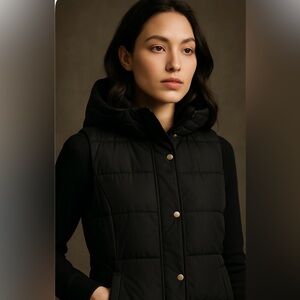 Ci Sono Black Hooded Puffer Vest